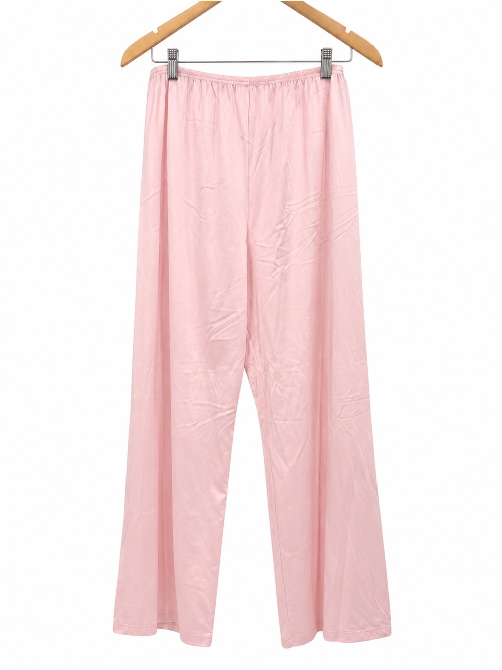 Vintage Light Pink Pull On Slip Pants Size M Elastic Waist Lounge Pajama Nylon